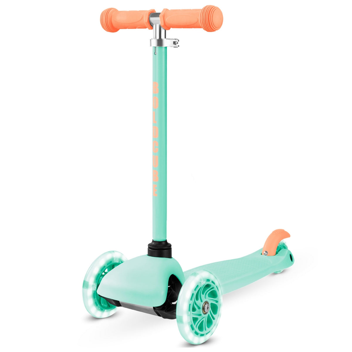 Scooter Triscooter Ultra Ligero Boldcube color verde con ruedas delanteras iluminadas